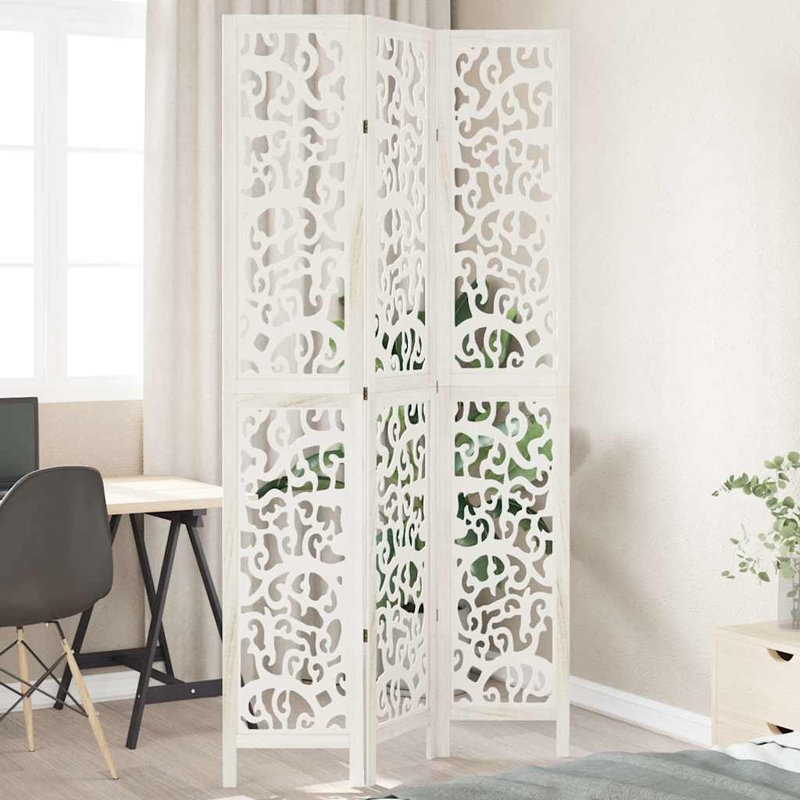 Paravent en bois massif blanc Paulownia, L 43,3 po x P 86,6 po, 3