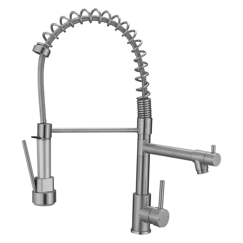 Stainless Steel Kitchen Tap With Pull-Down , Brushed Nickel, Innovative Design Faucet Pull Down, Hygienic Surface Treatment