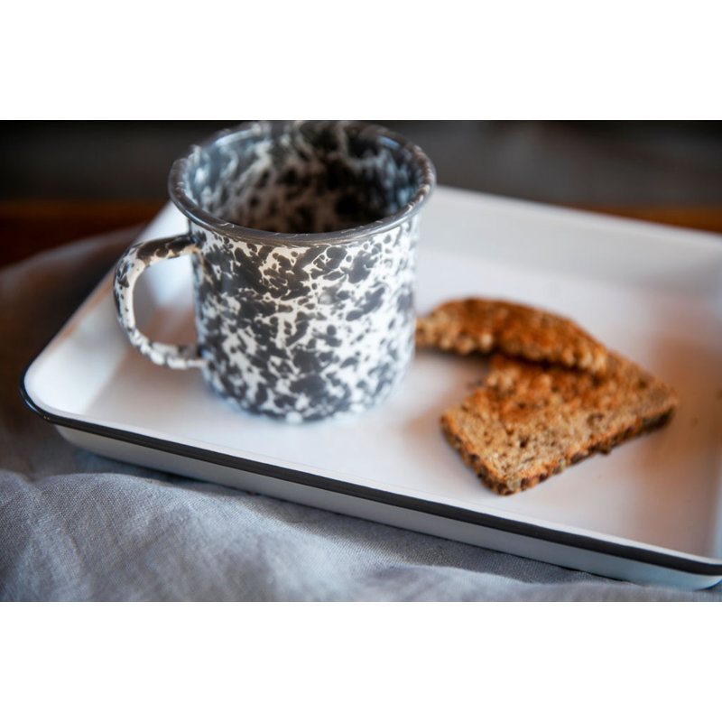 Navy and Cream Splatter Porcelain Outdoor Dinnerware Set, Service for 4