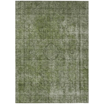 Emberith Green Washable Indoor-Outdoor Rug - LOOMLAN