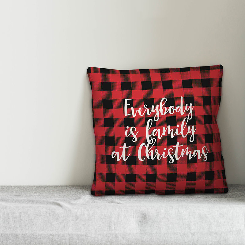  Coussin décoratif à carreaux «Everybody is Family at Christmas in Buffalo Check», Housse de coussin