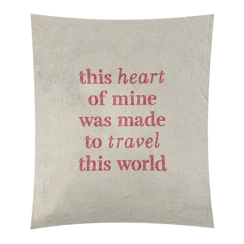 Tapisserie de polyester, voyage d’amour, H 80 po x l 68 po, Blanc / Rouge