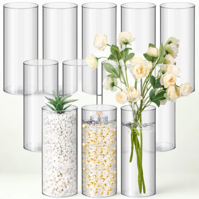 Vases cylindriques en acrylique transparent pour centres de table de mariage, décoration de fête, centre de table, décoration intérieure moderne, présentation florale élégante