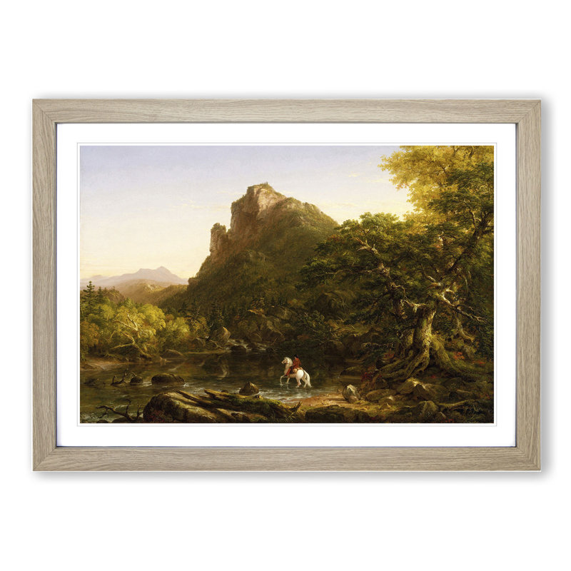 The Mountain Ford by Thomas Cole - Picture Frame Painting, Oak Framed, 48cm H x 65cm W x 2cm D