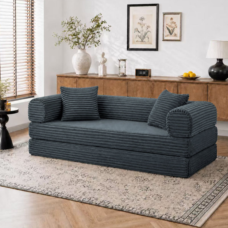 Canapé-lit modulaire convertible 77 po, canapé-lit en velours côtelé à assise profonde avec coussins amovibles pour appartement, salon et chambre d'amis