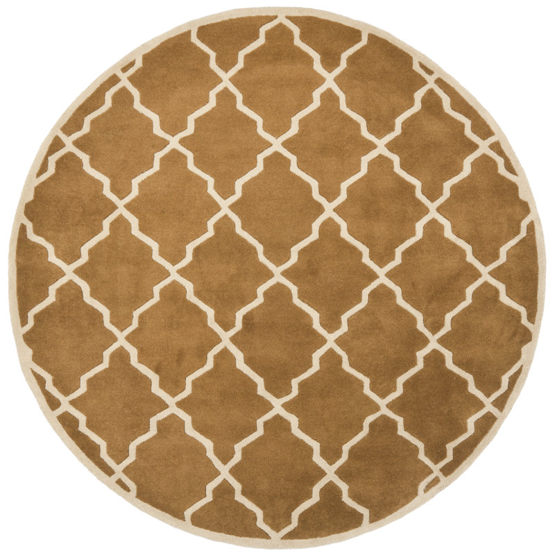 Carolene Hand Tufted Wool Geometric Rug, Round 7'