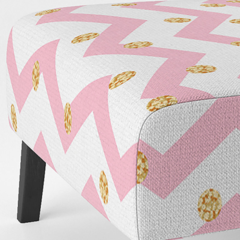 Fauteuil de chambre rembourré à motif de chevrons zigzag rose