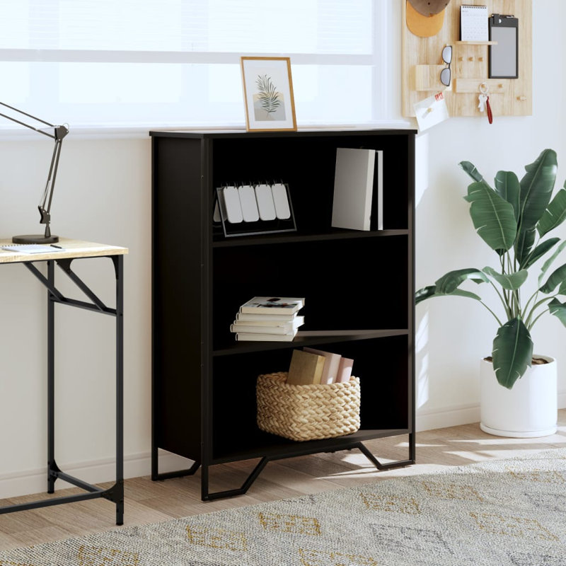 Bibliothèque vidaXL Bois d'ingénierie, métal, Noir, (3 tablettes) H 41,7 po x l 31,5 po x P 12,2 po