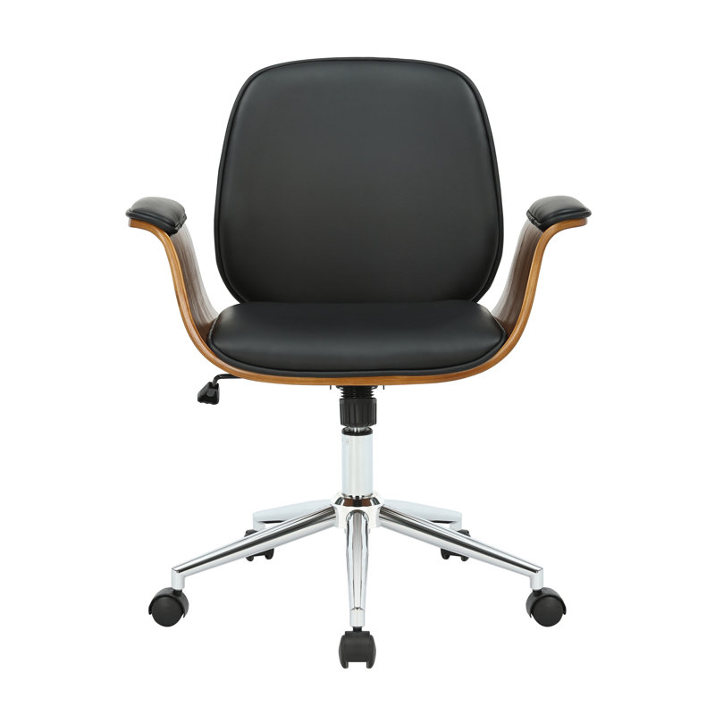 Trym Faux Leather Mid-Century Office Chair, Black