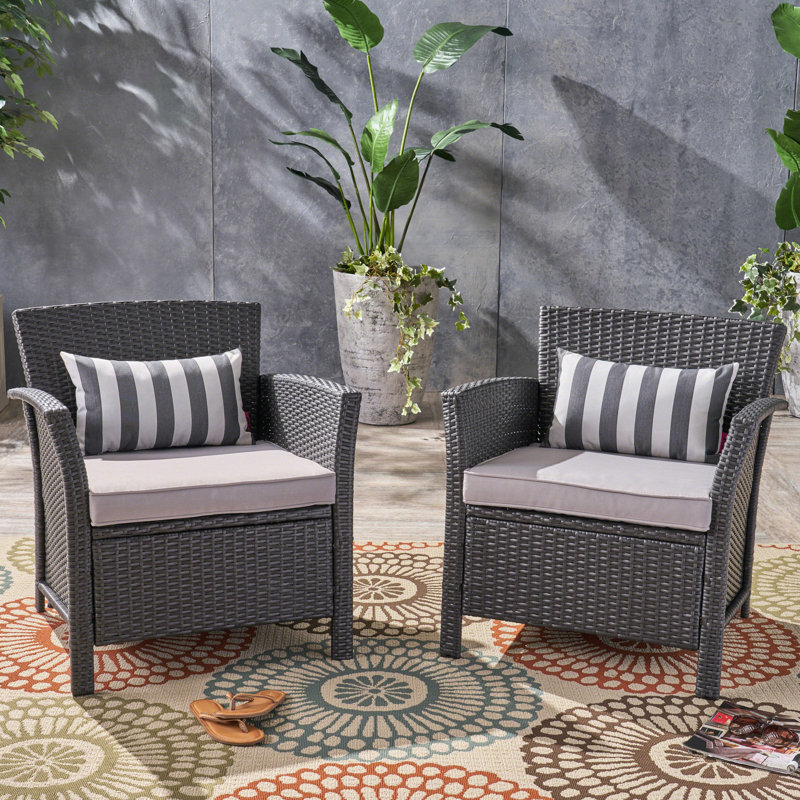 2 St Chairs - Grey Outdoor Seating, Pe , Iron, Waterproof Fabric Cover, 28.17"x28.17"x30.2", 22 Lb St Chair Furniture With Soft Cushions, Fabric, 28.17 In Depth X Width 30.2 Height, Weight