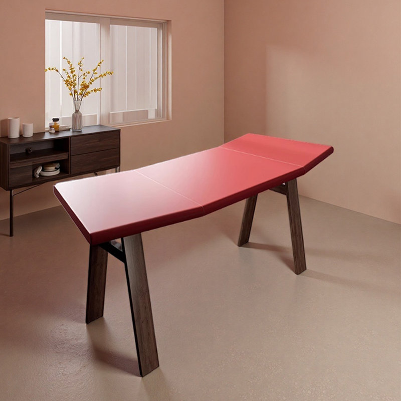 Red Saddle Leather Ash Wood Writing Desk, 29.52" H x 47.24" W x 23.62" D