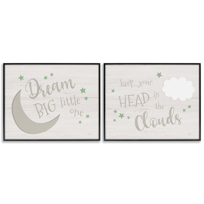  Nursery Dreams Quotes 2 PC, estampe numérique par Natalie Carpentieri, H 11 po x l 14 po, Giclée encadrée noir minuit