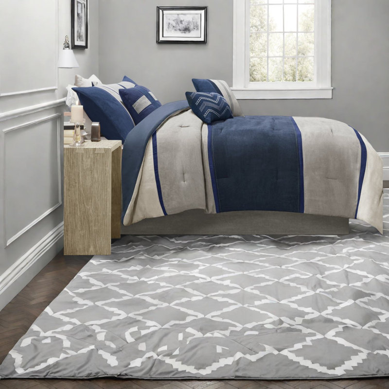 Ensemble de literie de luxe en faux suède 7 pièces, matériau en polyester, style chalet pour Cal King