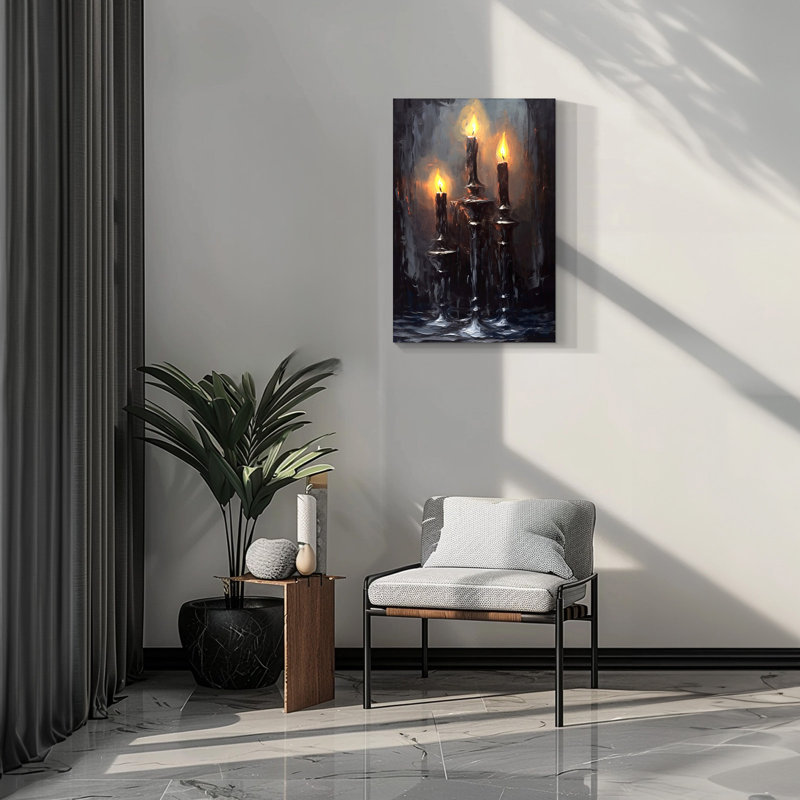 Élégante fleur dorée, peinture sur toile, décoration intérieure, H 48 po x l 36 po