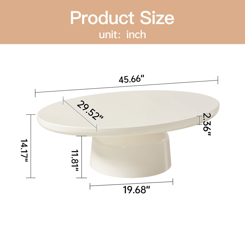 Hillsborough Single Oval Coffee Table Cream White Center Table for Living Room