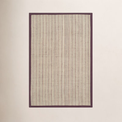 Beige Purple Striped Jute Rug