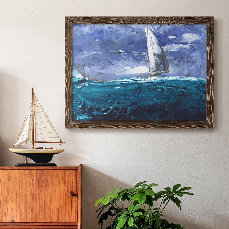 «Sail Ho I», peinture sur toile encadrée, H 22 po x l 32 po x P 1,5 po, Noyer