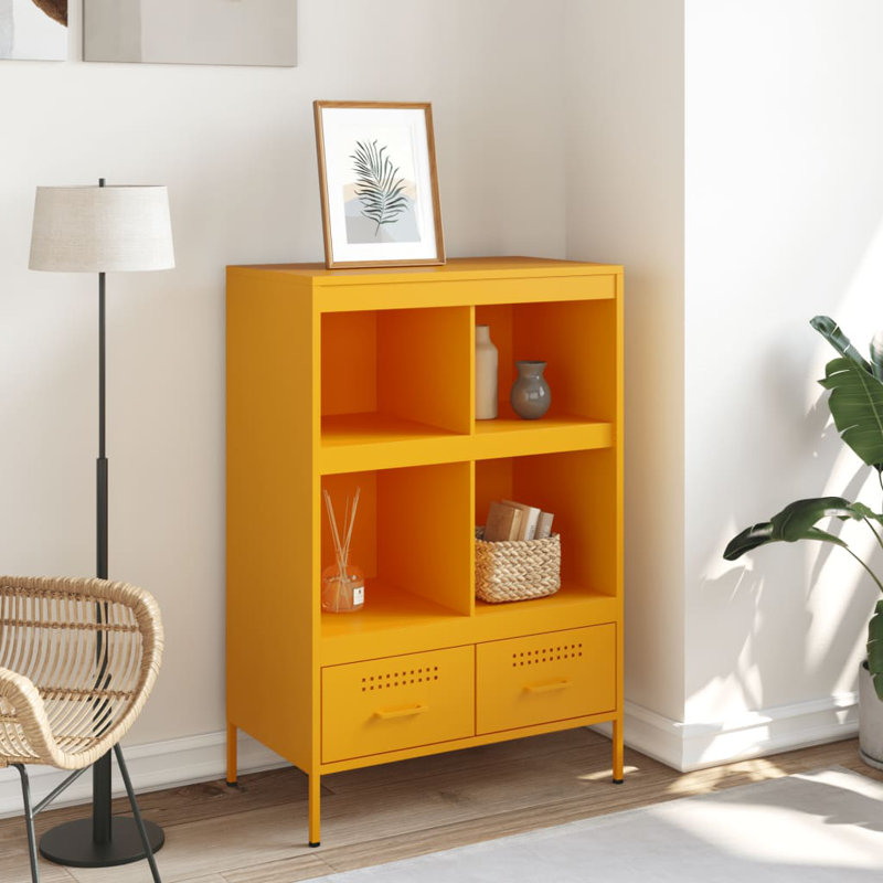 Sharell 101.5cm H x 68cm W Steel Standard Bookcase, Mustard