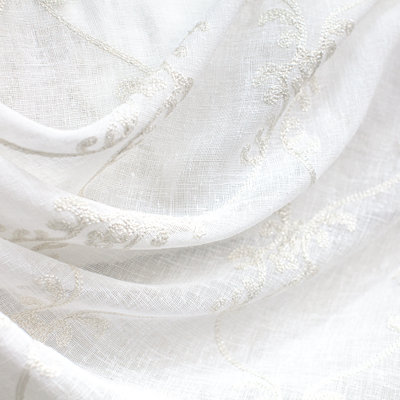 Tissu de marque | Tissu damassé métallique brodé transparent | Couleur argent