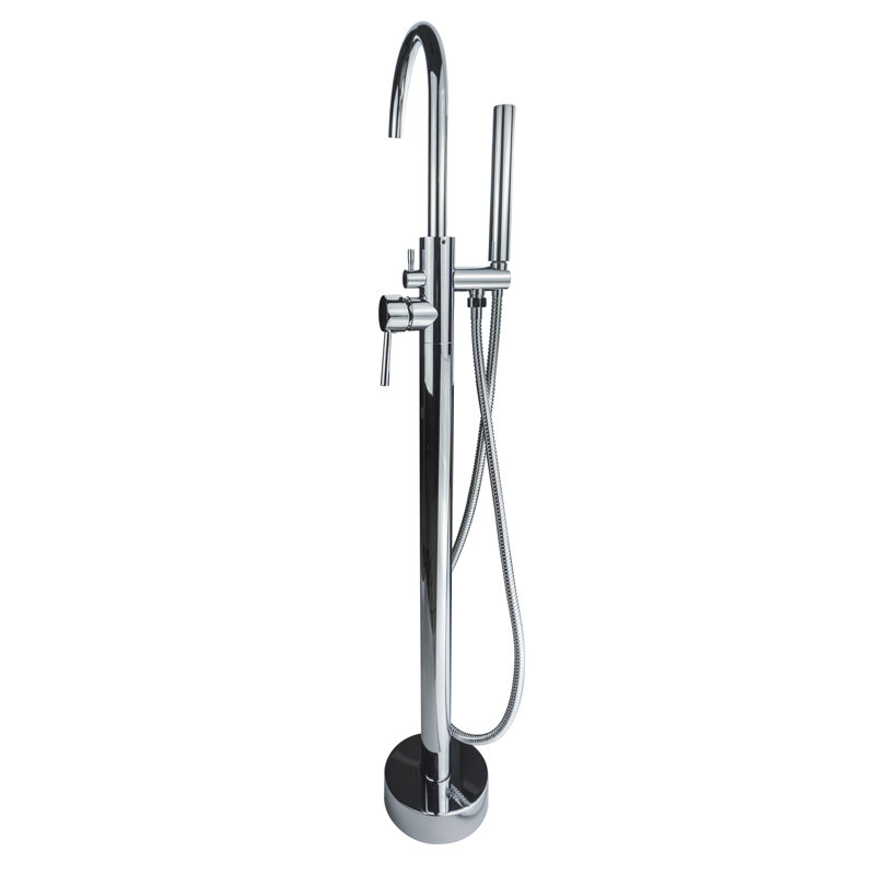 Single Handle Floor Mounted Freestanding Tub Filler, Polished Chrome