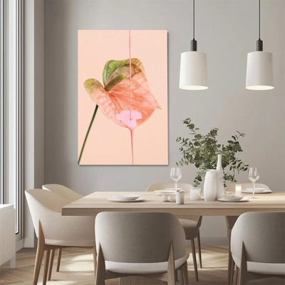 1Pc Framed Canvas Poster Print Pink Floral Art, Liquid Flow, Minimalist Art Style Wall Art Decor, Perfect for Room Decor Living Room Bedroom Office Ki