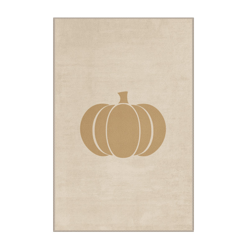 Soft Plush Everitt Thanksgiving Modern & Contemporary Abstract Area Rug in Beige – Beige Binding, 4x6