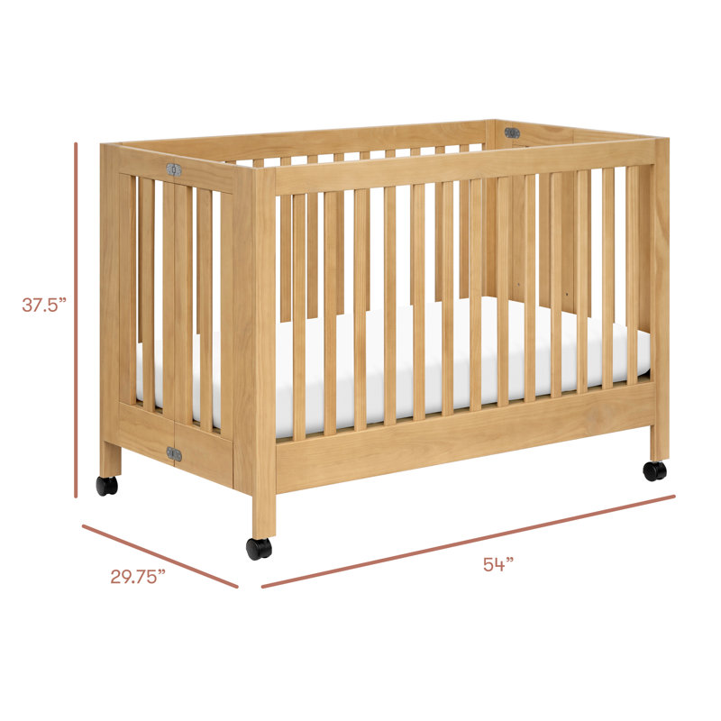 Maki 2-in-1 Convertible Portable Crib, Honey