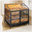 Cage pour chien multifonctionnelle avec rangement, conception en bois robuste pour grands / moyens chiens, brun