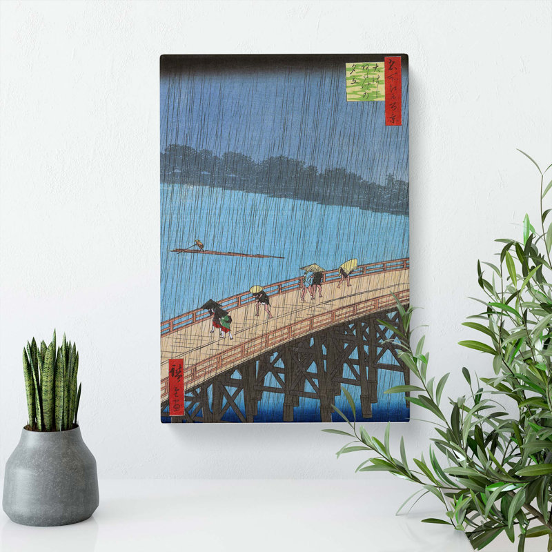 Rain Over The Bridge by Utagawa Hiroshige - Wrapped Canvas Painting, 60cm H x 40cm W x 3cm D