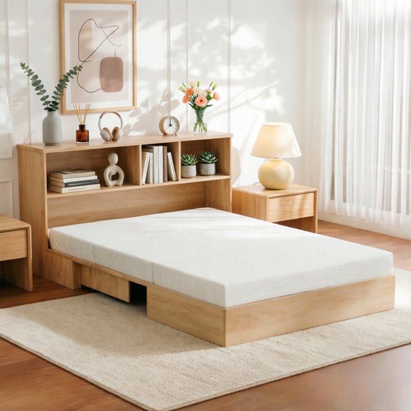 6" Tri-Fold Memory Foam Mattress, Portable Folding Murphy Bed Mattress With Removable Washable Cover & Free Storage Bag, King