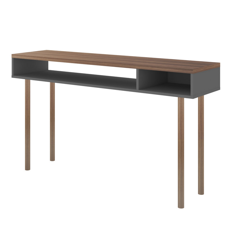 Windsor 47" Scandinavian Modern Console Table with 2 Shelves, Gray/Nature