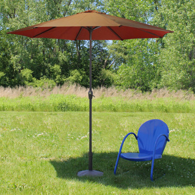 Parasol de marché pour terrasse 8 pi avec manivelle et inclinaison - brun et rouge rouille