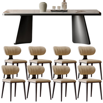 Light luxury modern rectangular dining table sets.