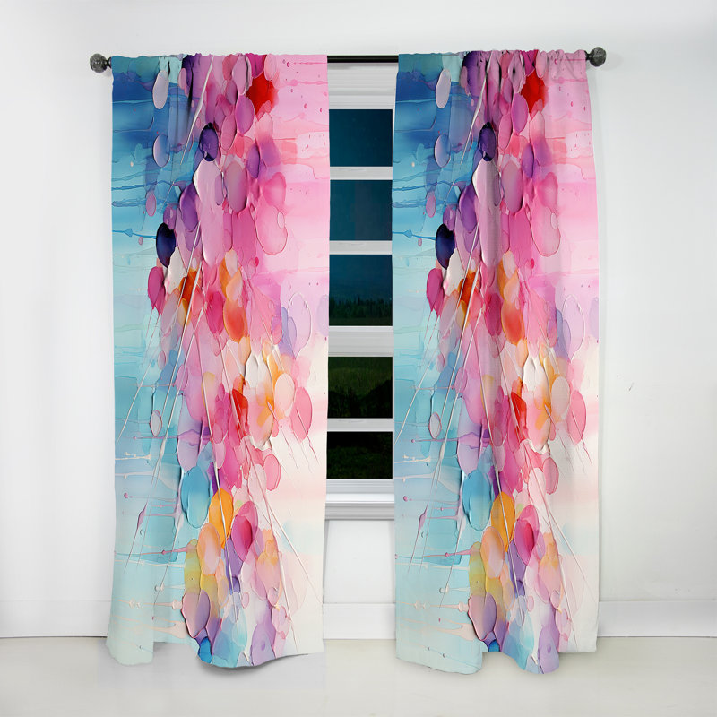 Rideau pastel obscurcissant rose et bleu pastel Patchwork, L 52 po x L 90 po