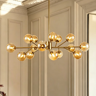 Burness 15 - Light Gold Sputnik Modern Linear Chandelier