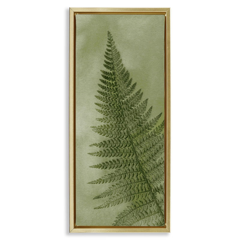 Feuille de fougère verte détaillée, Or, H 31 po x l 15 po