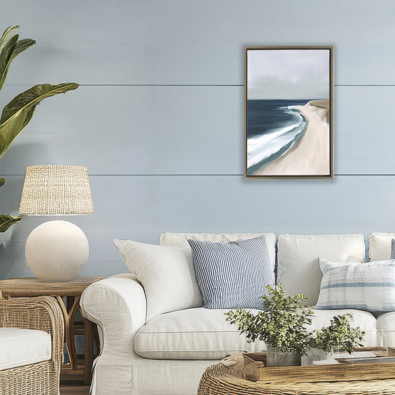 Cadre flottant Matador Beach Shore, design par Amanda Tsoukanelis, H 25 po x l 17 po, Cadre flottant orme Montalcino