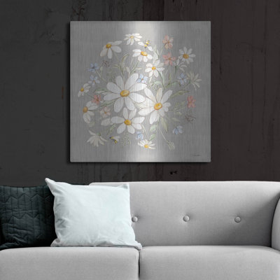  «Daisy Field 5» par Silvia Vassileva, art mural en métal, 36 po x 36 po