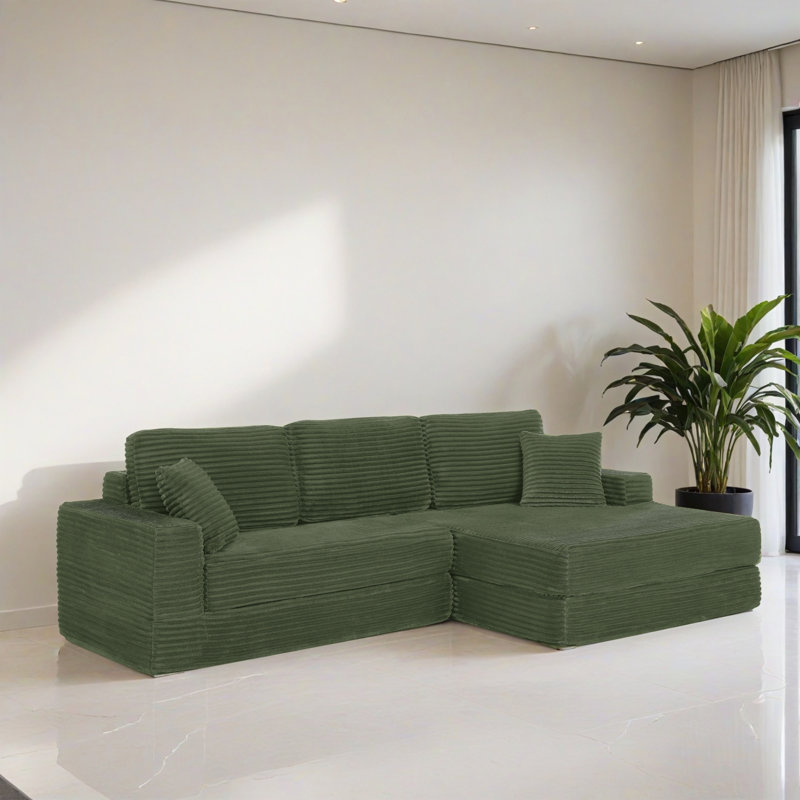 Canapé-lit modulaire 2 pièces pour salon, Polyester vert