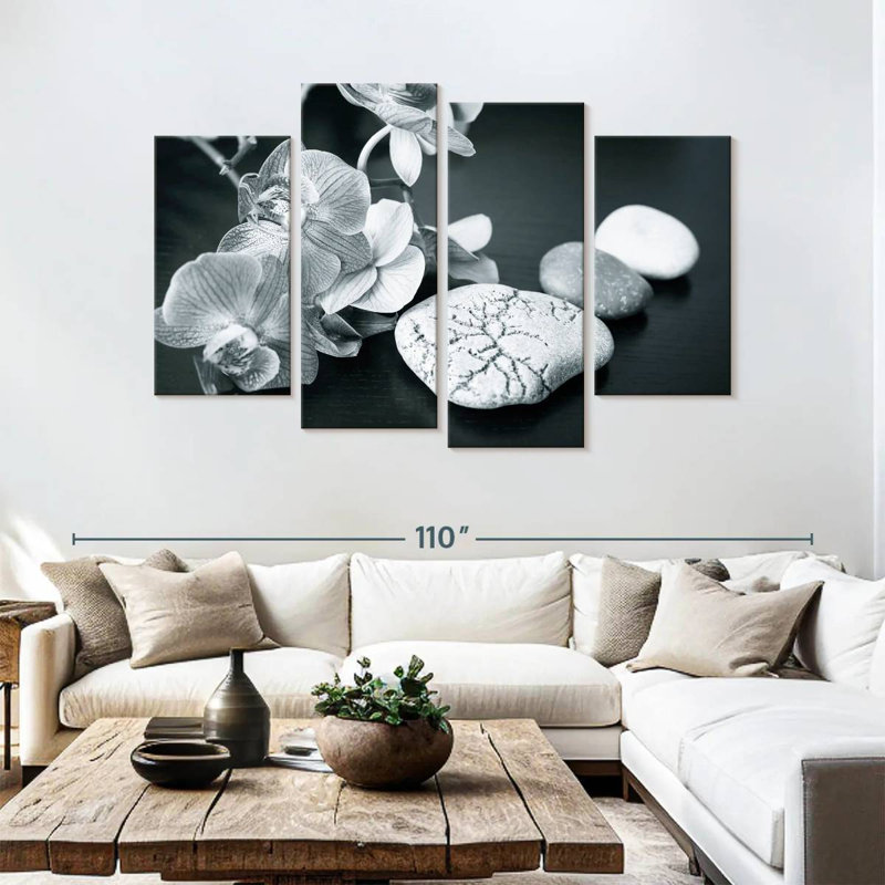 Harnek Monochromatic Zen Orchids, 54" H x 84" W