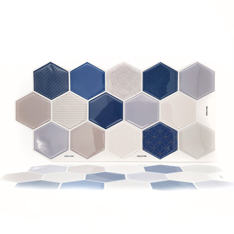 Carrelage mosaïque auto-adhésif 6 po x 12 po, Bleu / crème