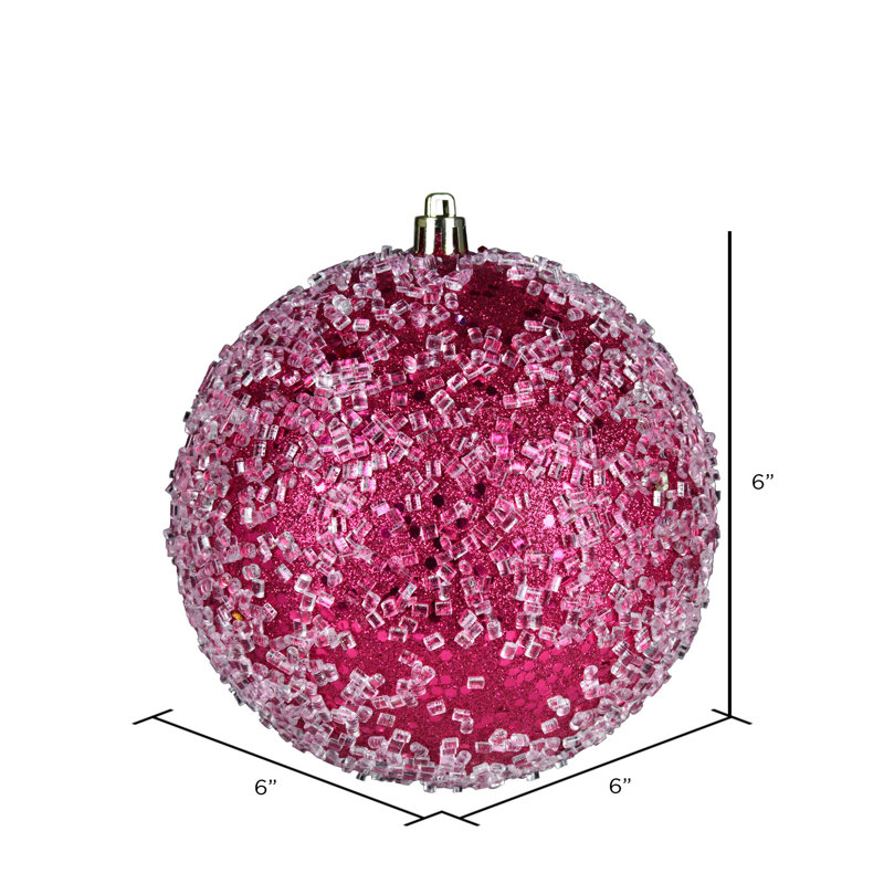 Ornement boule scintillante, H 6 po x l 6 po x P 6 po, Fuchsia, 4