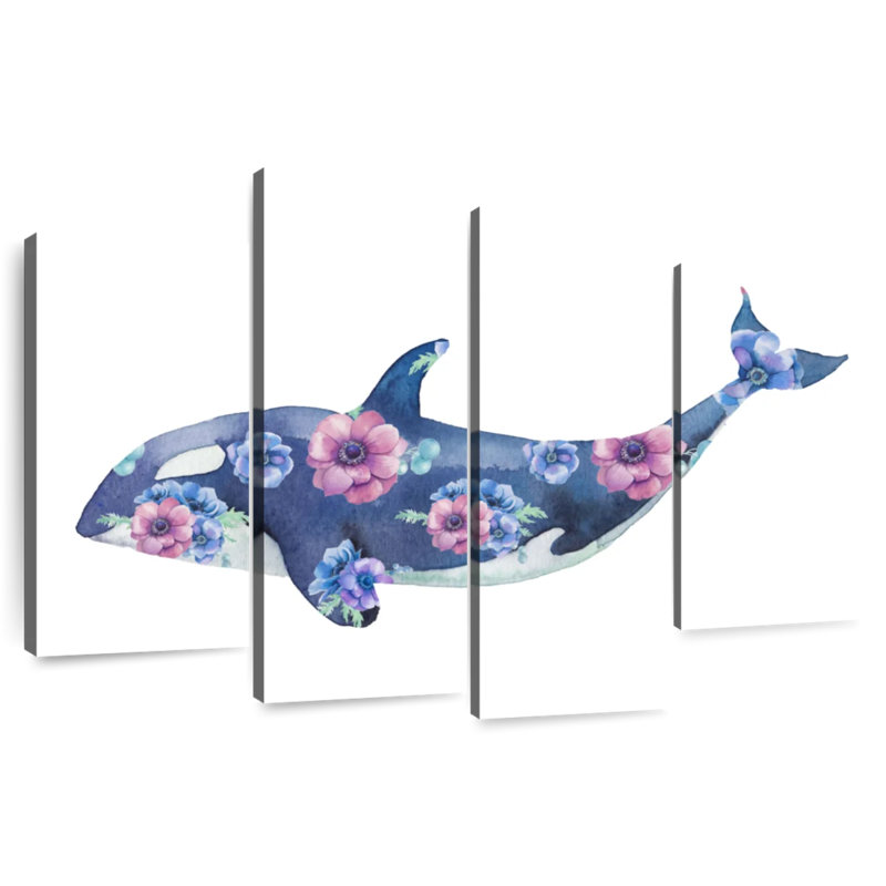 Brampt Floral Orca Whale, 27" H x 43" W