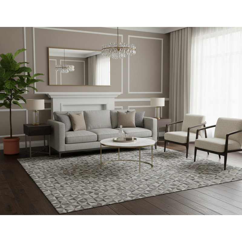 Tapis multicolore en laine à motif géométrique Hide Blandinsville - 5 pi x 8 pi, Rectangle 4 pi 2 po x 8 pi