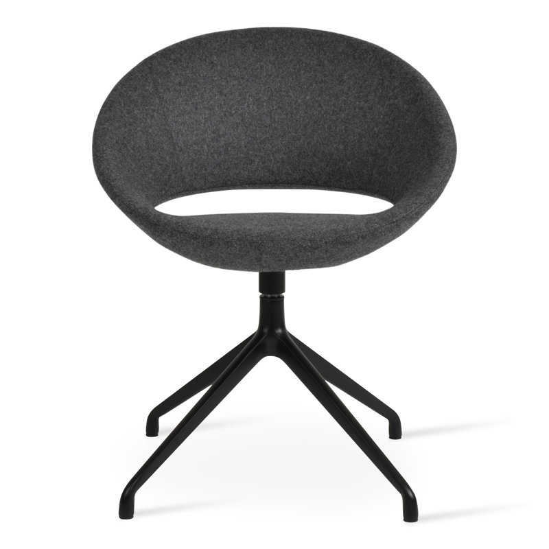 Crescent Spider Swivel Side Chair, Dark Grey, Black