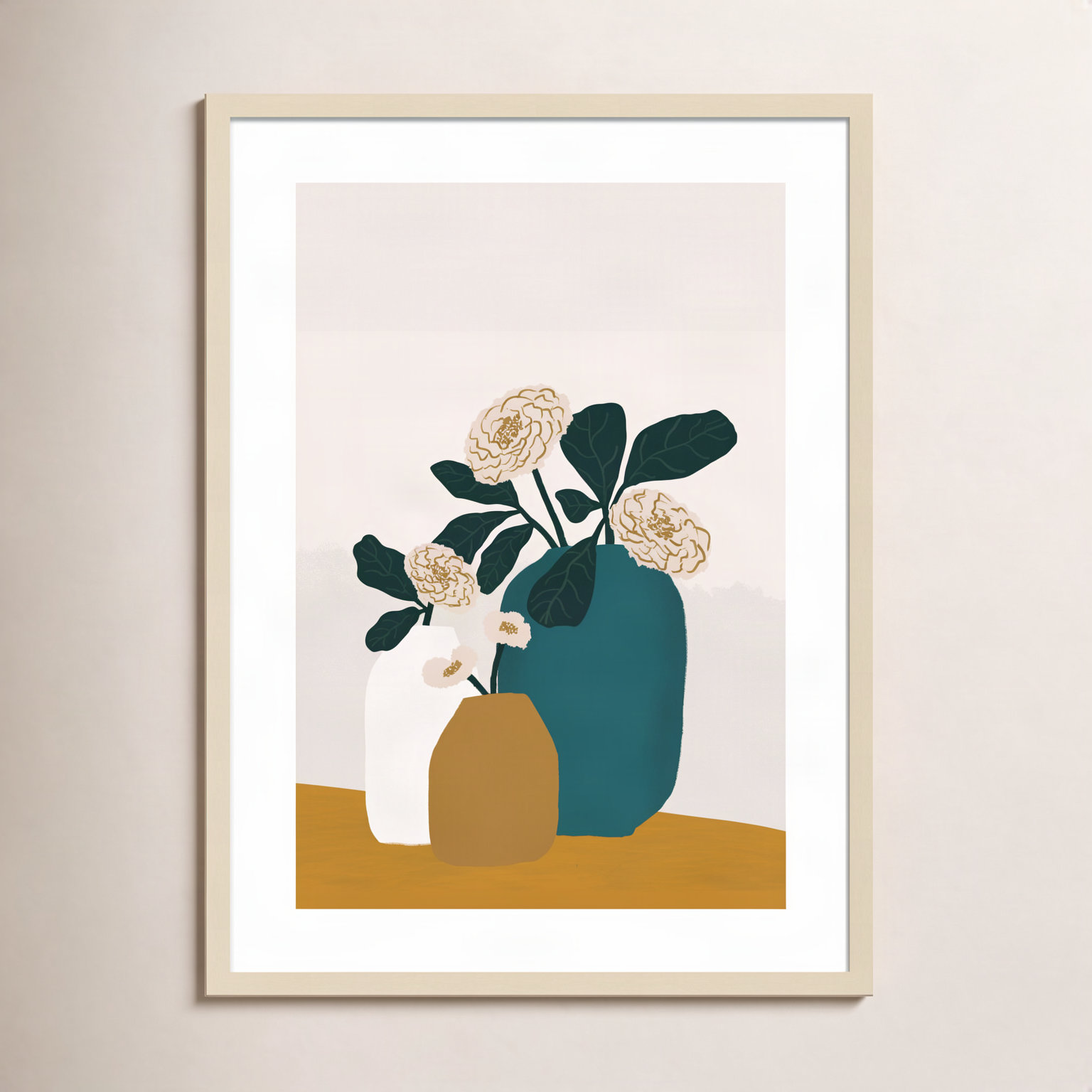 Stillness Print by Oris Eddu, 33" H x 25" W, Brown Framed