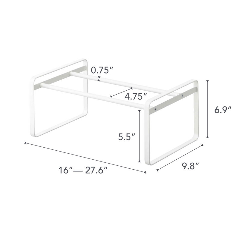 Range-chaussures réglable Yamazaki Home, solution de rangement compacte, acier, extensible, empilable, blanc