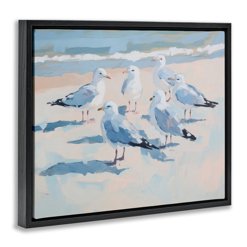 Cadre flottant Summer Seagulls, Cadre flottant noir de jais, H 17 po x l 21 po