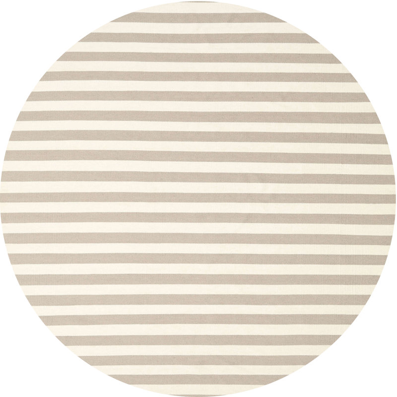 Tapis contemporain brun / blanc, Rond 8 pi x 8 pi