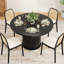 Table de salle à manger ronde 43 po pour 4 personnes, petite table de cuisine en bois avec base en métal robuste, table de salle à manger ronde moderne pour salle à manger, assemblage facile-262891833